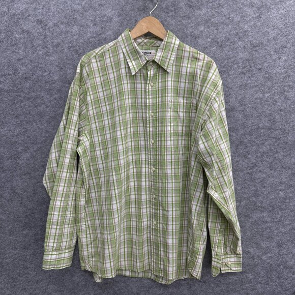 Wrangler Jeans Co. Men's Button Up Shirt, Casual Fit, 100% Cotton, Green Size XL - Picture 1 of 10